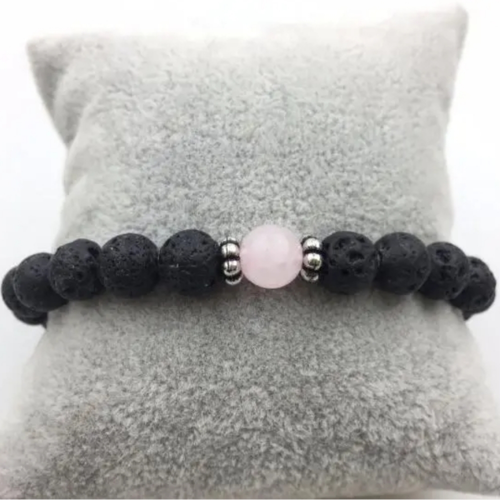 Meditation Mala 8 mm Lava Pink crystal Bracelet Meditation Yoga Energy Chakra